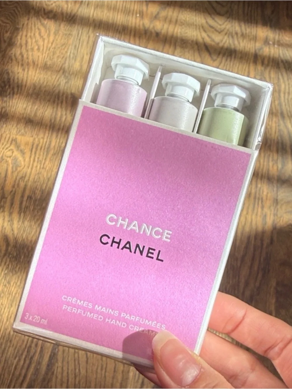 CHANEL Chance hand cream trio, Pink White Green